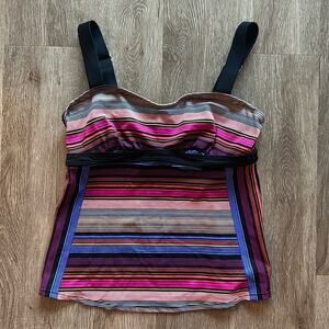Athleta Pura Tankini Swim Top 34 B/C Multicolor Capri Stripe Underwire